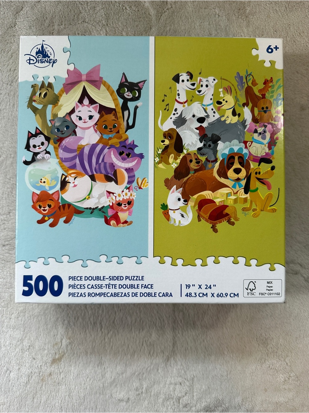 Disney 500-Piece Double-Sided Cats & Dog Jigsaw Puzzle 19x24 Multicolor 2024